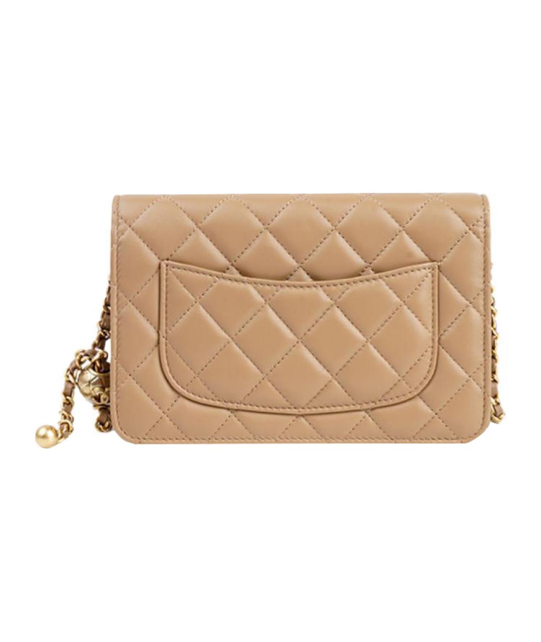 CHANEL Бежевая кожаная сумка через плечо, фото 3