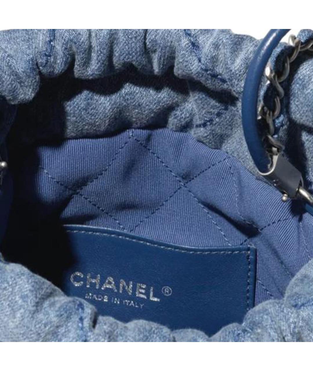 CHANEL Голубая деним сумка через плечо, фото 3