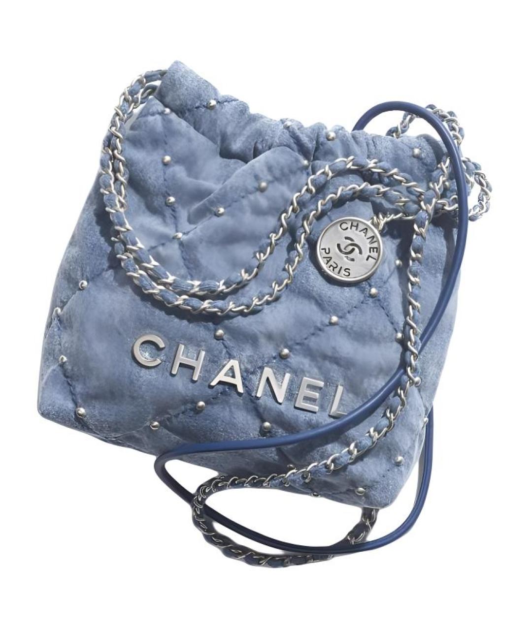 CHANEL Голубая деним сумка через плечо, фото 2