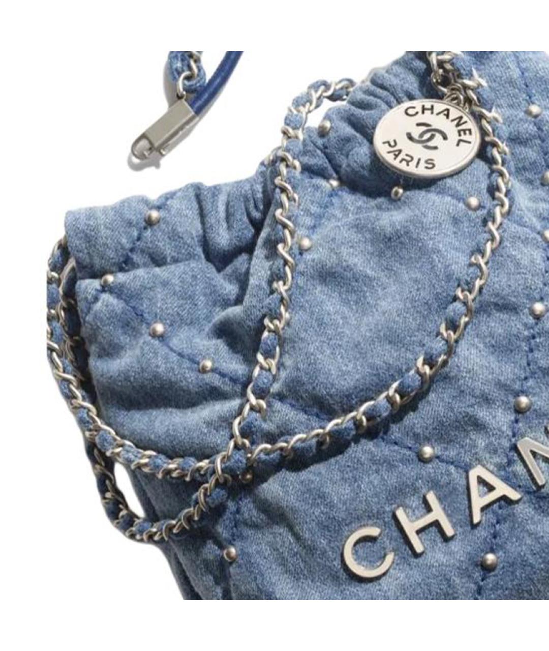 CHANEL Голубая деним сумка через плечо, фото 4