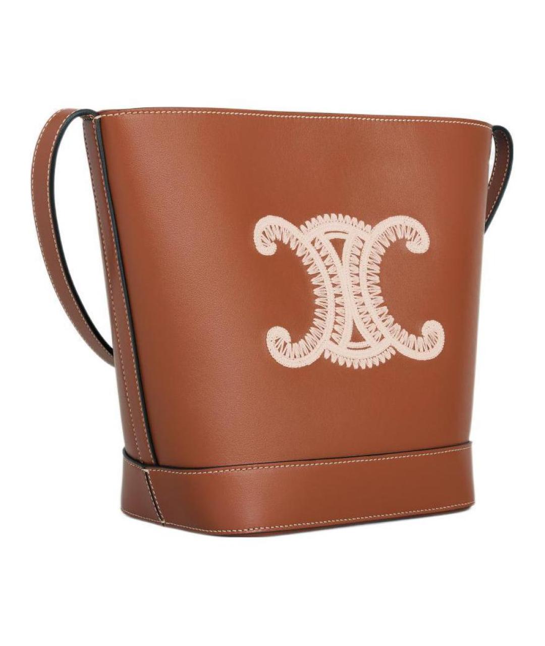 CELINE Коричневая кожаная сумка через плечо, фото 2