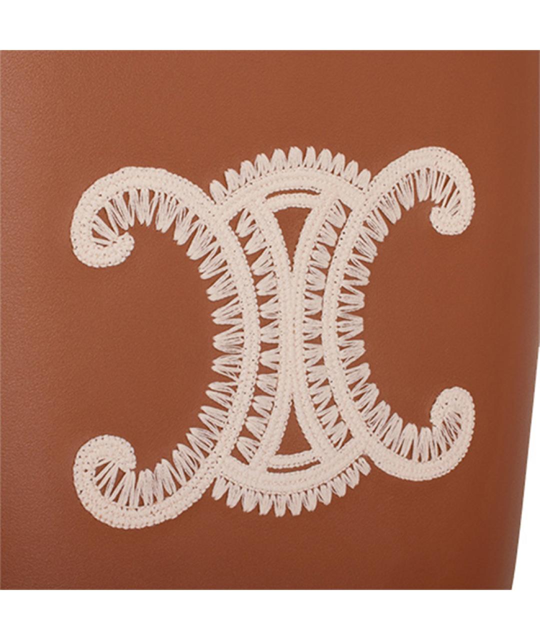 CELINE Коричневая кожаная сумка через плечо, фото 4