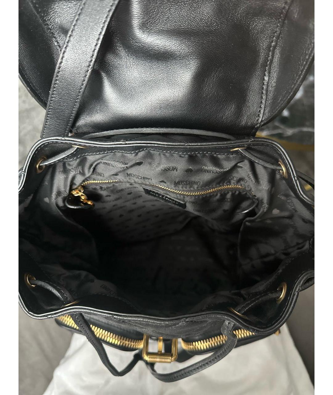 MOSCHINO Черный кожаный рюкзак, фото 7