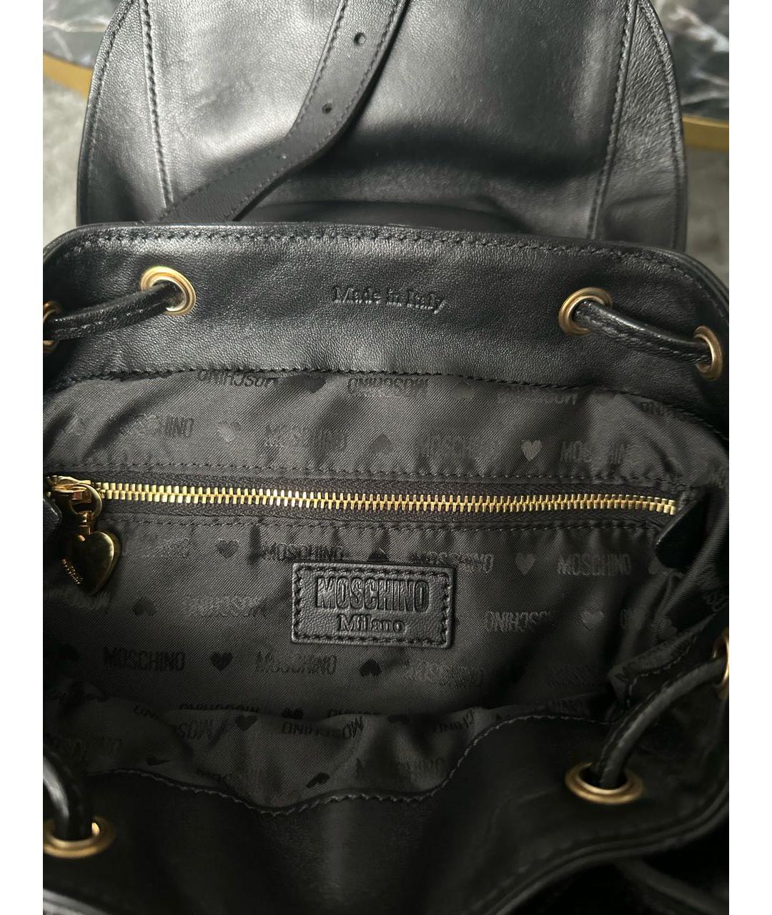 MOSCHINO Черный кожаный рюкзак, фото 4
