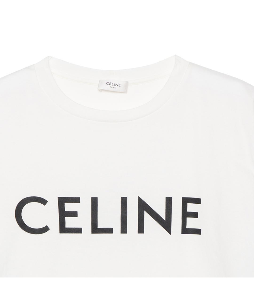 CELINE Белая хлопковая футболка, фото 3