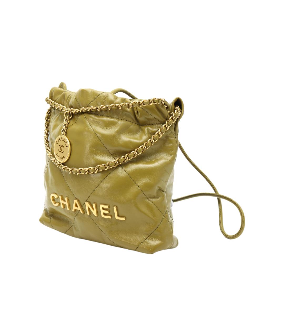 CHANEL Хаки кожаная сумка через плечо, фото 3