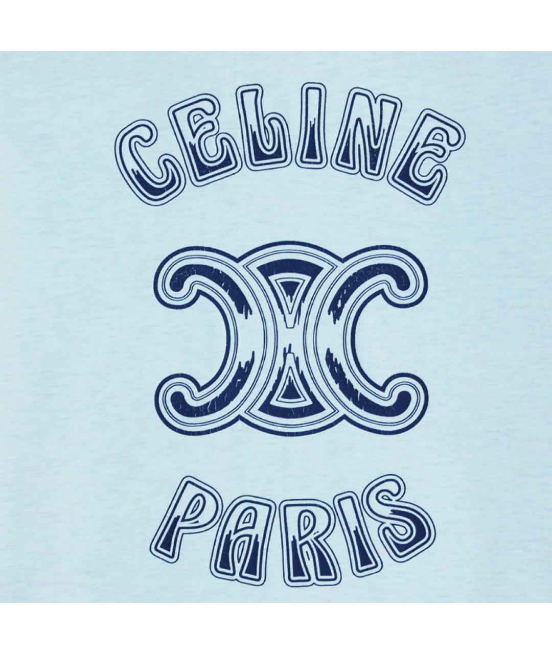 CELINE Голубая хлопковая футболка, фото 4