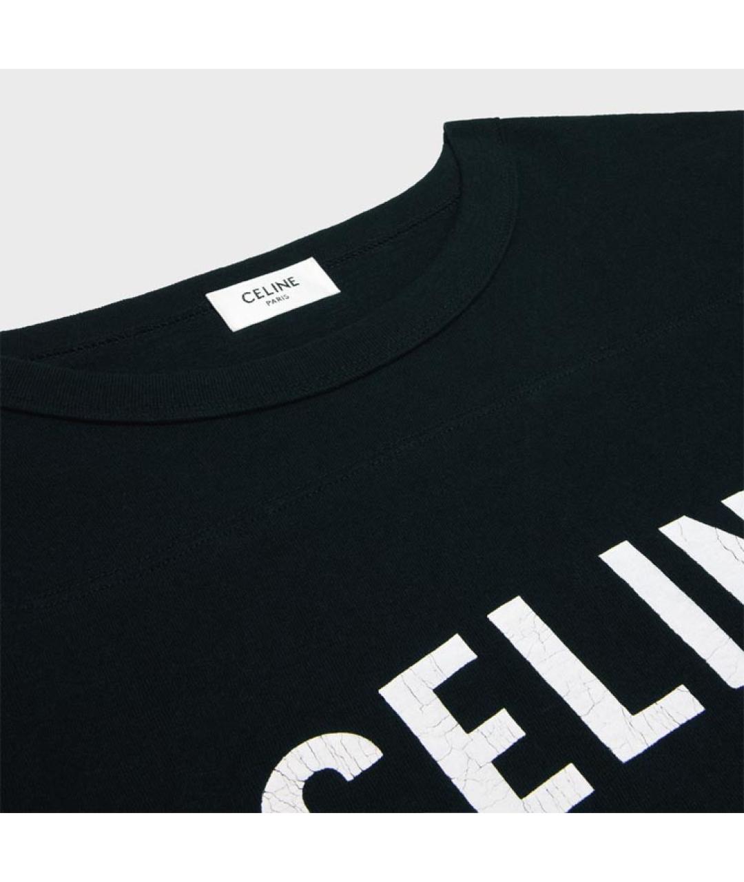 CELINE Черная хлопковая футболка, фото 3