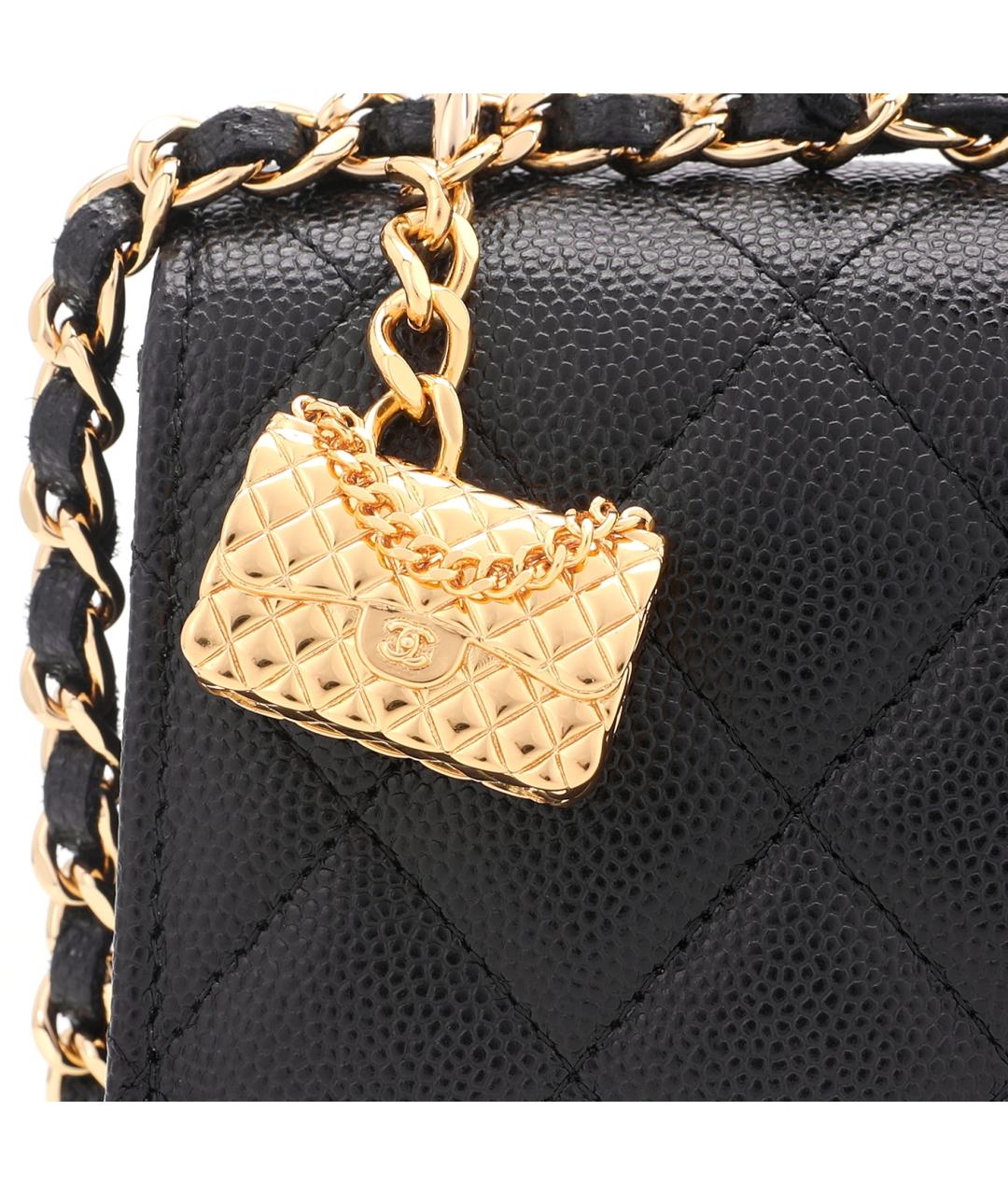 CHANEL Черная кожаная сумка через плечо, фото 6