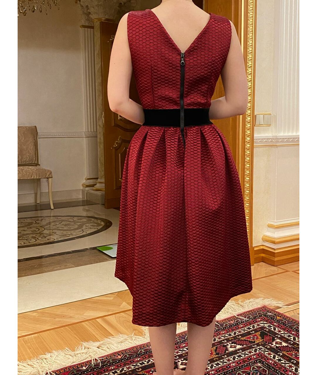 CHRISTIAN PELLIZZARI Бордовое шелковое коктейльное платье, фото 5