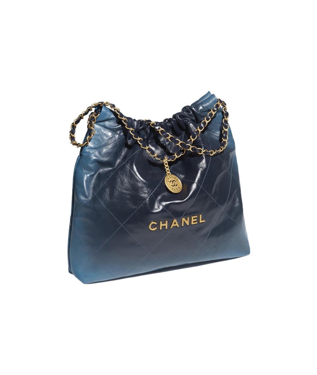 CHANEL Темно-синяя кожаная сумка через плечо, фото 2