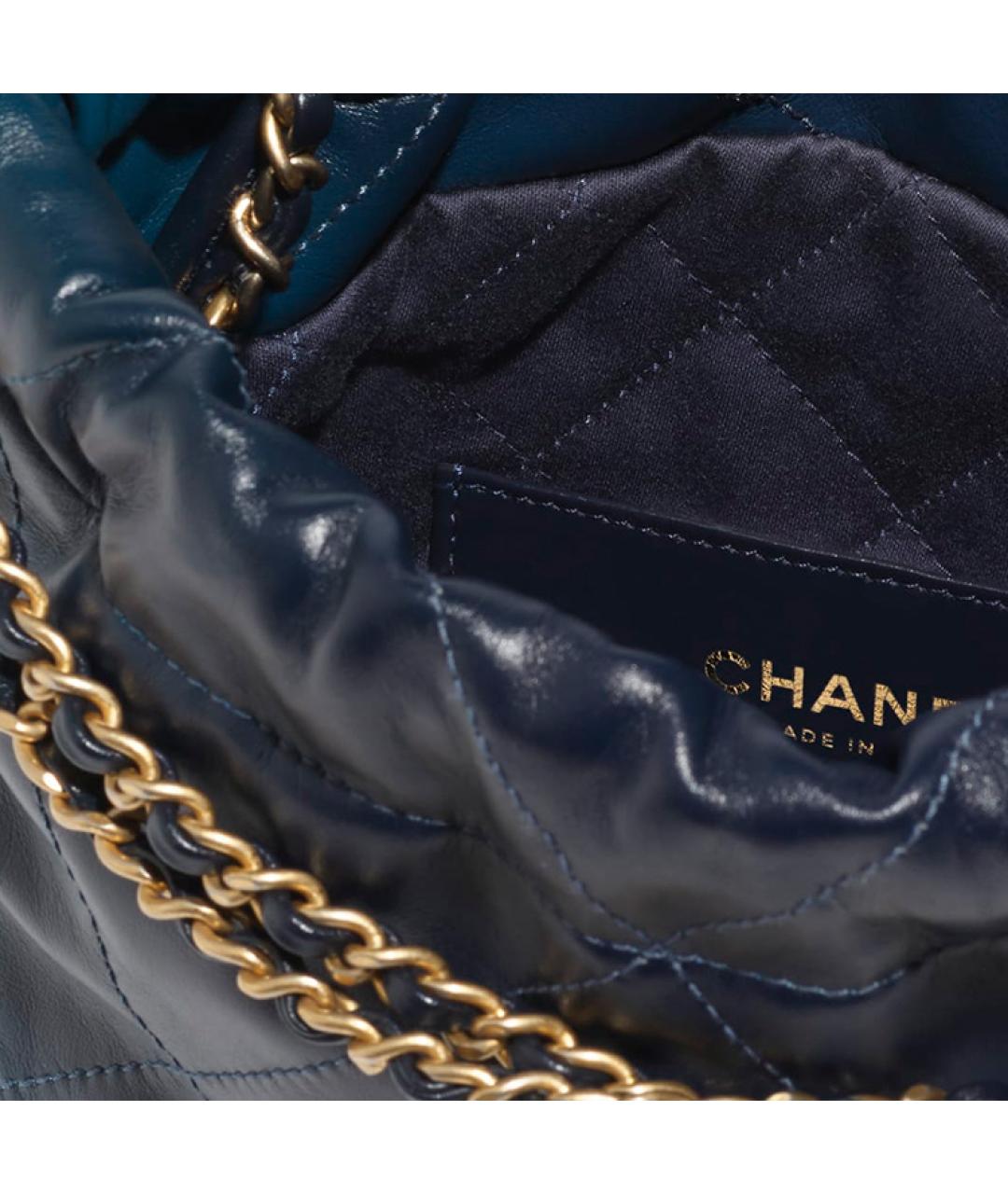 CHANEL Темно-синяя кожаная сумка через плечо, фото 5