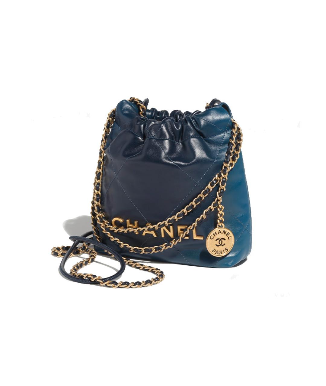 CHANEL Темно-синяя кожаная сумка через плечо, фото 6