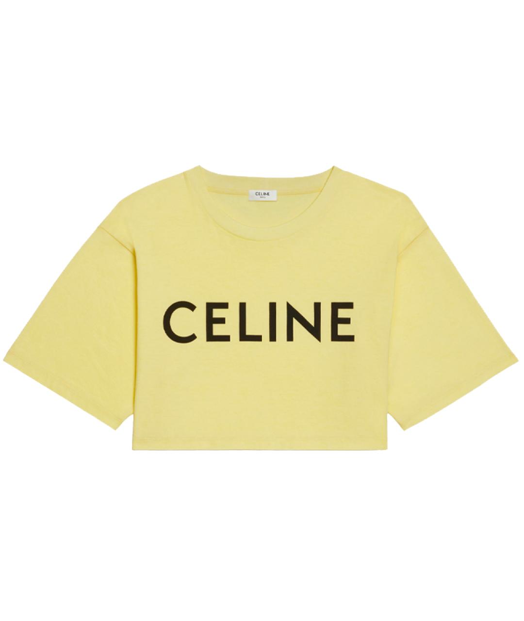 CELINE Желтая хлопковая футболка, фото 1