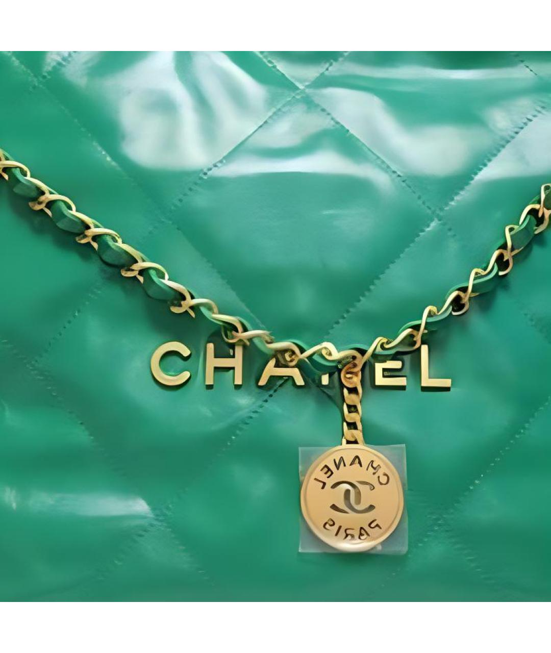 CHANEL Зеленая кожаная сумка тоут, фото 2