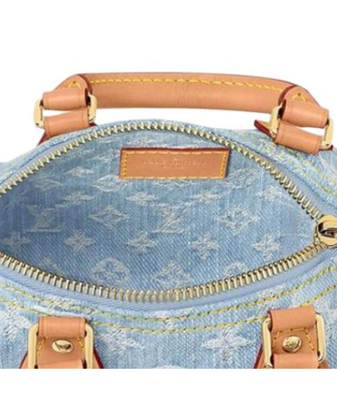 LOUIS VUITTON Синяя деним сумка с короткими ручками, фото 4