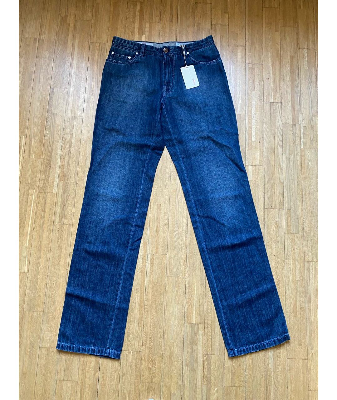 BRIONI Синие хлопковые прямые джинсы, фото 7
