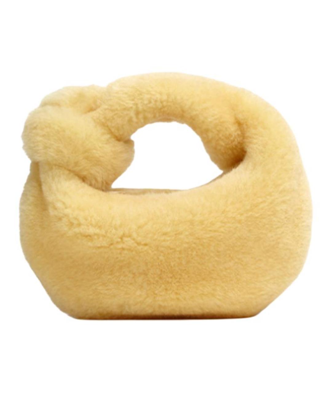 BOTTEGA VENETA Желтая меховая сумка через плечо, фото 1