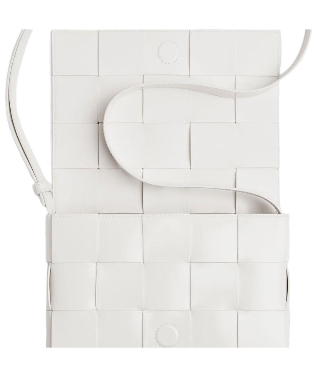 BOTTEGA VENETA Белая кожаная сумка через плечо, фото 3