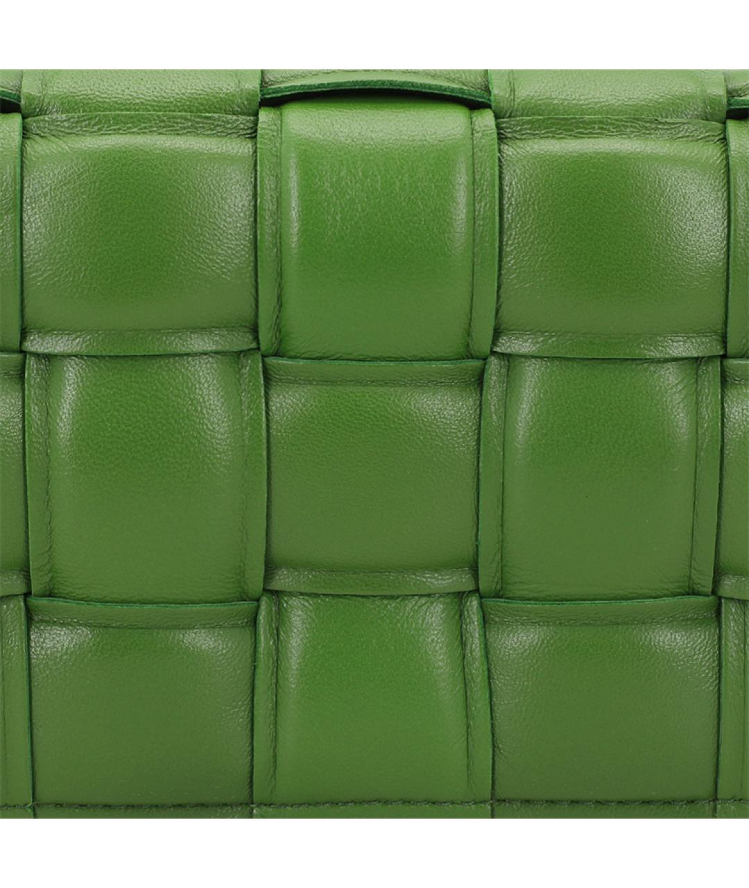 BOTTEGA VENETA Хаки кожаная сумка через плечо, фото 5