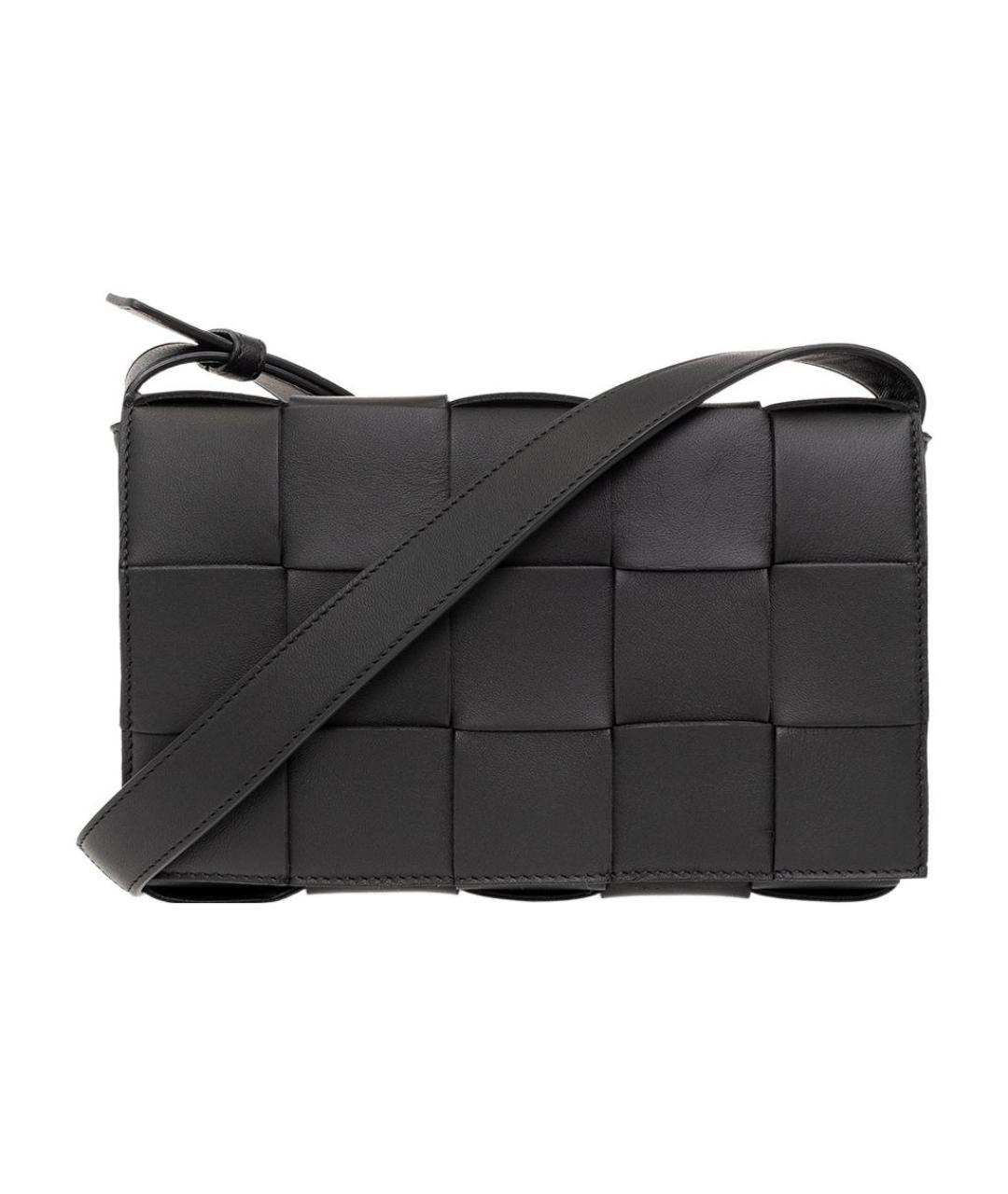 BOTTEGA VENETA Черная кожаная сумка через плечо, фото 4