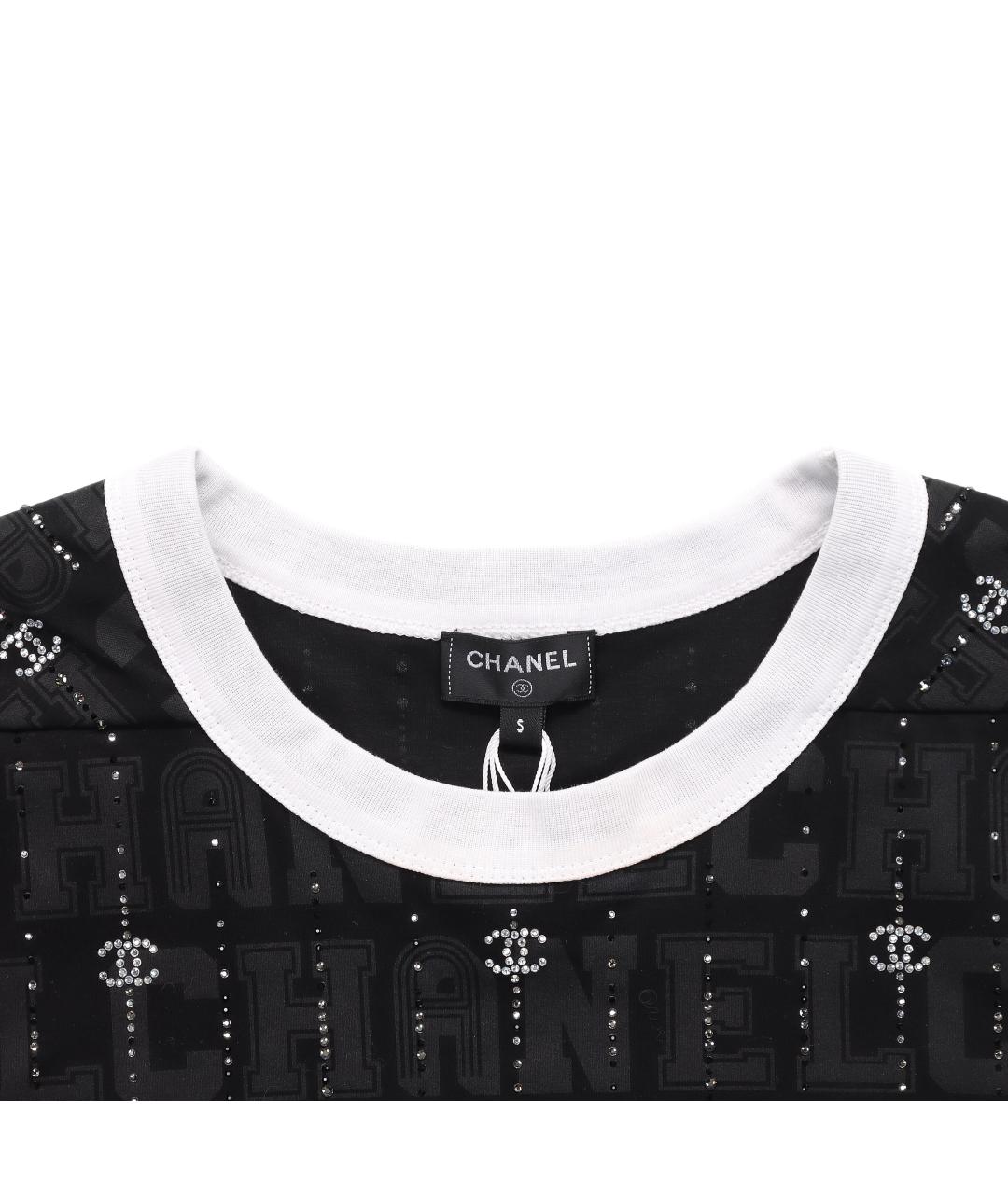 CHANEL Черная хлопковая футболка, фото 3