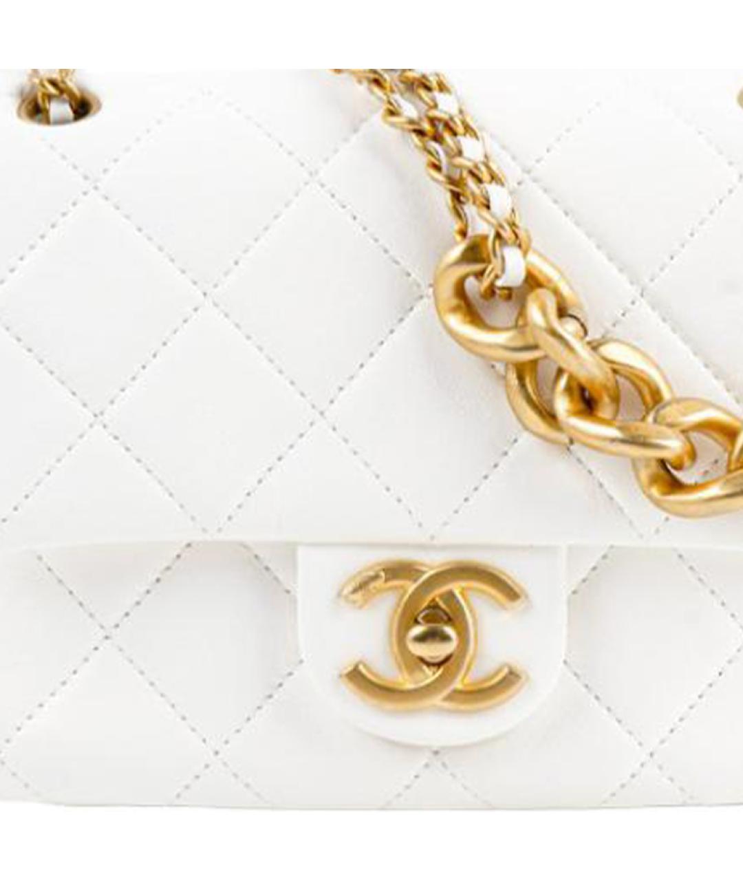 CHANEL Белая кожаная сумка через плечо, фото 5