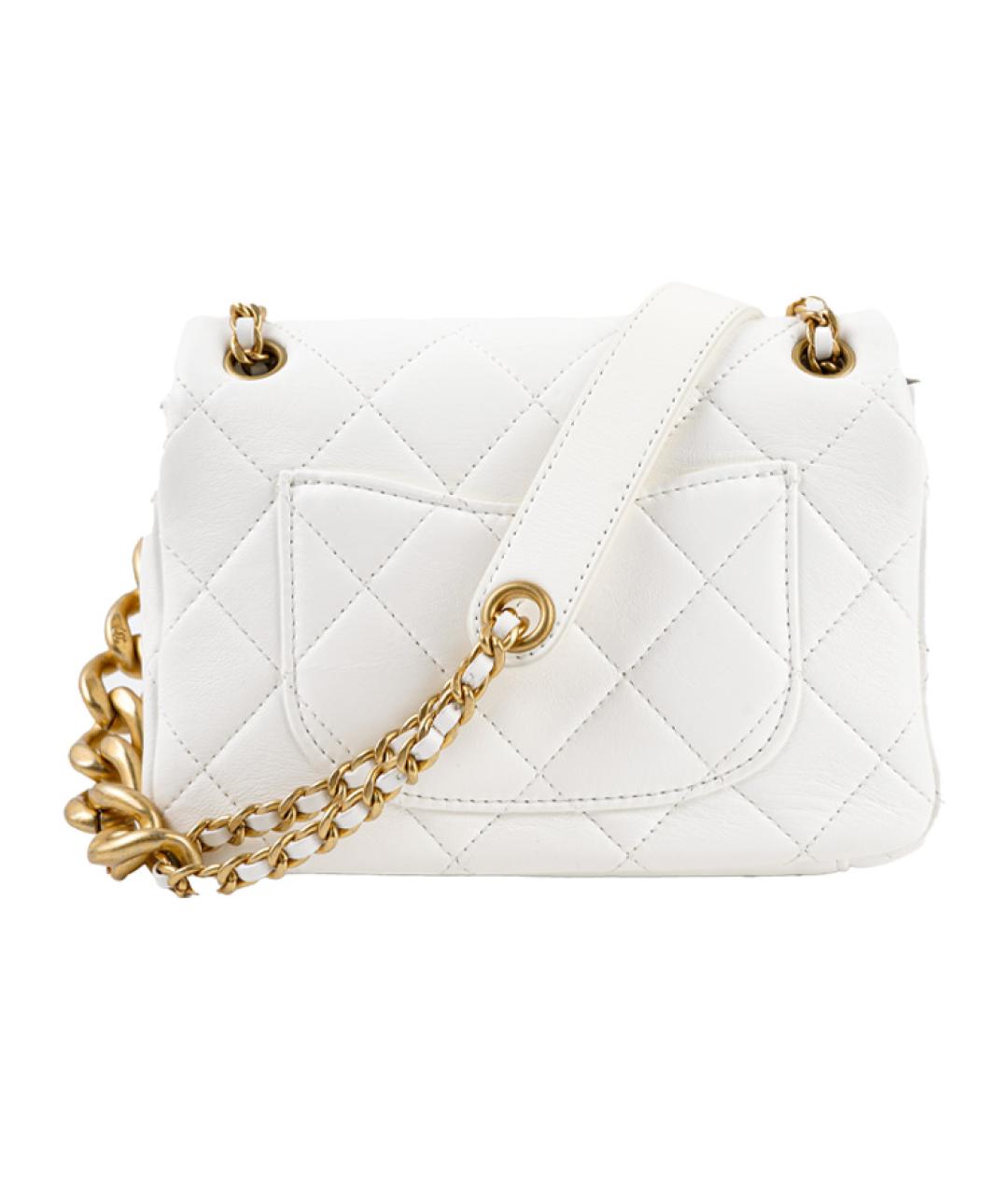 CHANEL Белая кожаная сумка через плечо, фото 3
