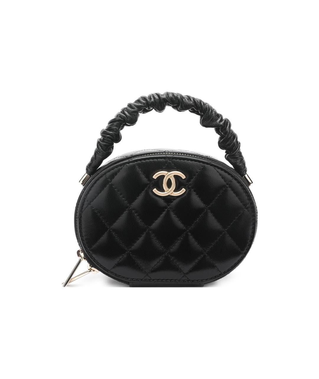 CHANEL Черная кожаная сумка с короткими ручками, фото 1