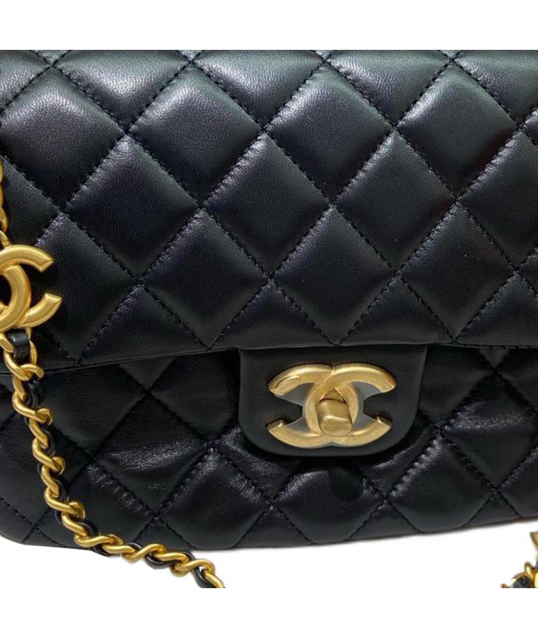 CHANEL Черная кожаная сумка через плечо, фото 6