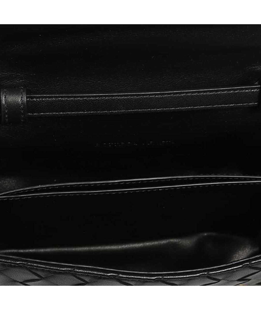 BOTTEGA VENETA Черная кожаная сумка через плечо, фото 3