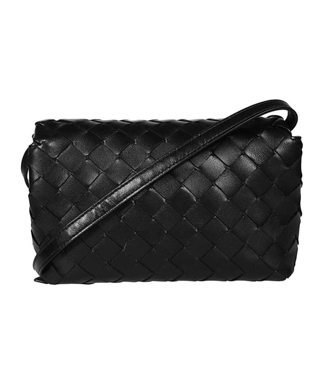 BOTTEGA VENETA Черная кожаная сумка через плечо, фото 5