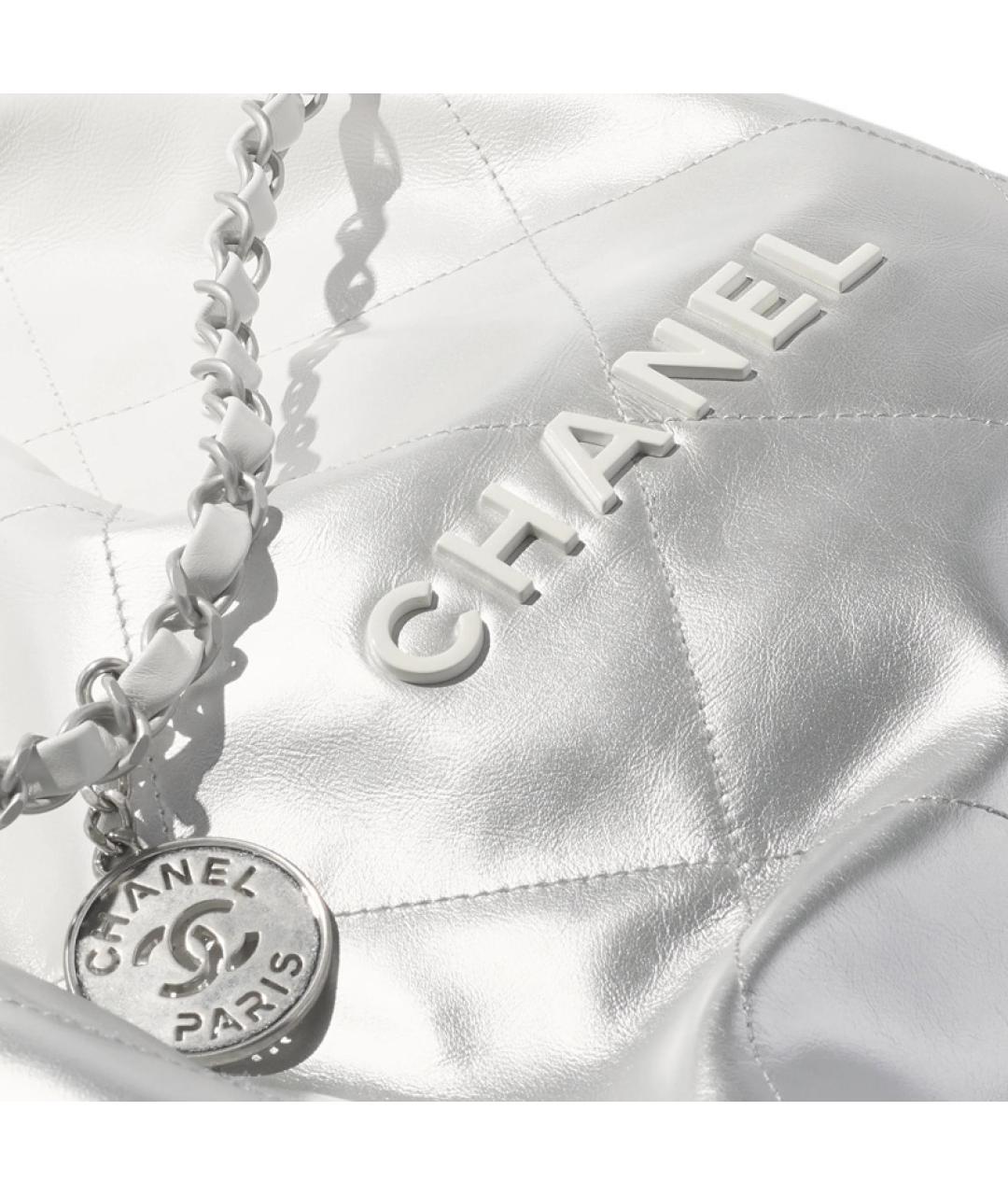 CHANEL Серебряная кожаная сумка тоут, фото 3