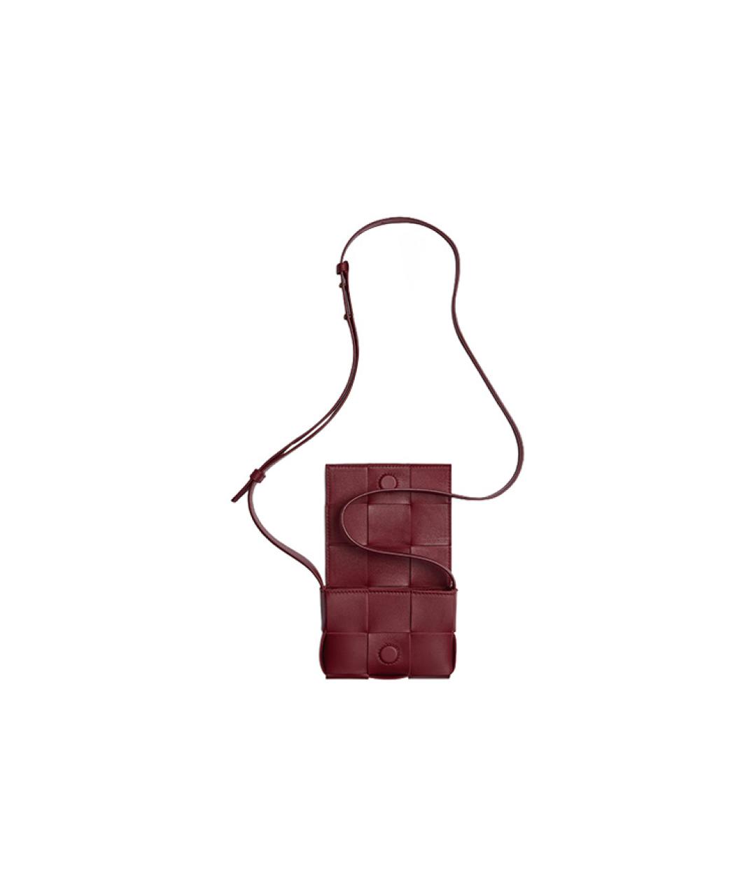 BOTTEGA VENETA Бордовая кожаная сумка через плечо, фото 3