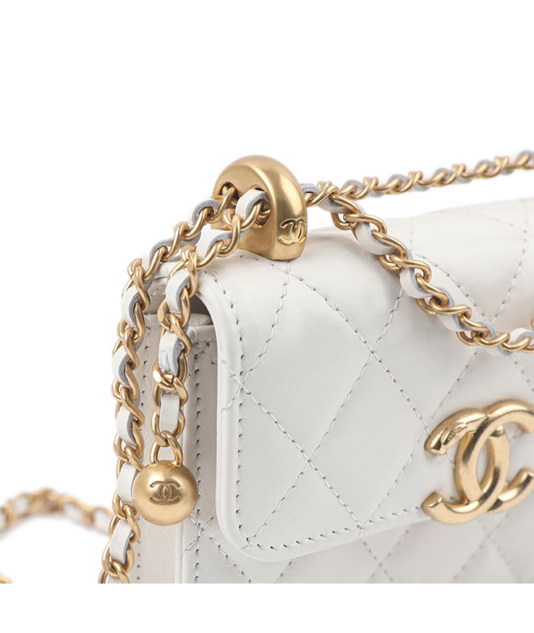 CHANEL Белая кожаная сумка через плечо, фото 2