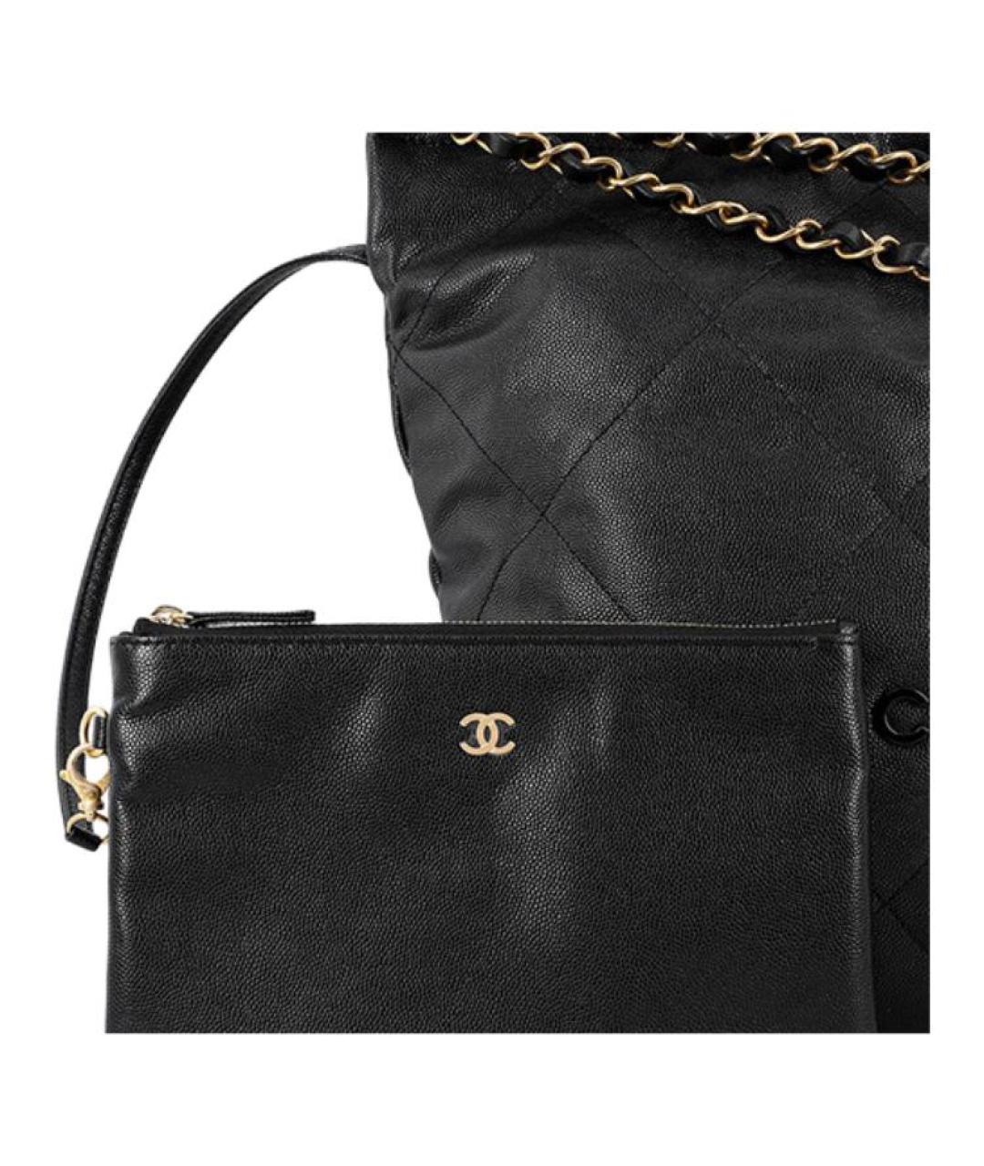 CHANEL Черная кожаная сумка тоут, фото 6