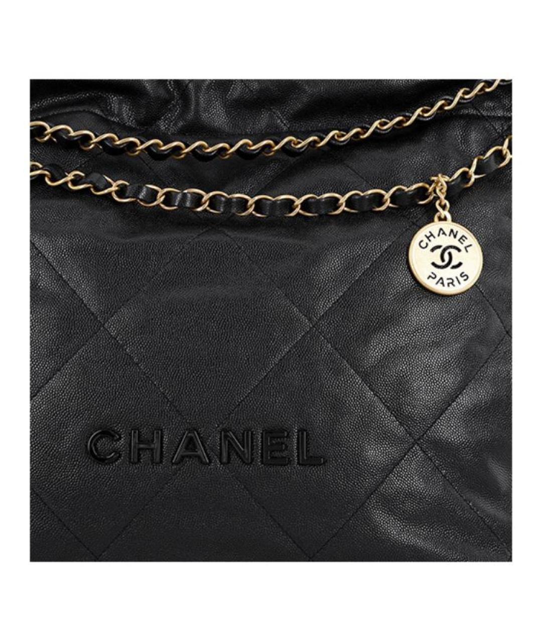 CHANEL Черная кожаная сумка тоут, фото 5