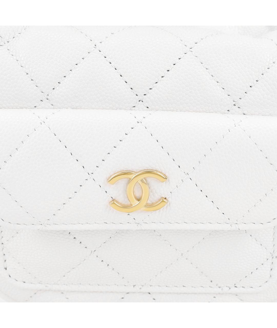CHANEL Белая кожаная сумка с короткими ручками, фото 5