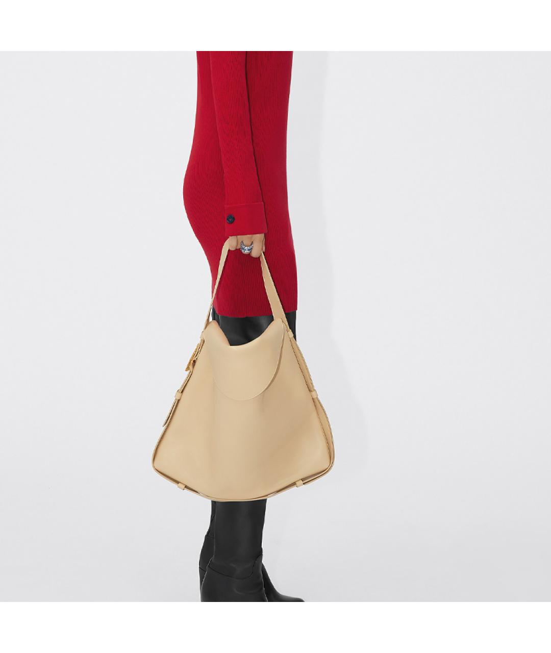 BOTTEGA VENETA Бежевая кожаная сумка через плечо, фото 5