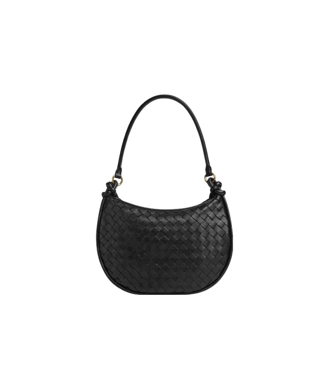 BOTTEGA VENETA Черная кожаная сумка через плечо, фото 4