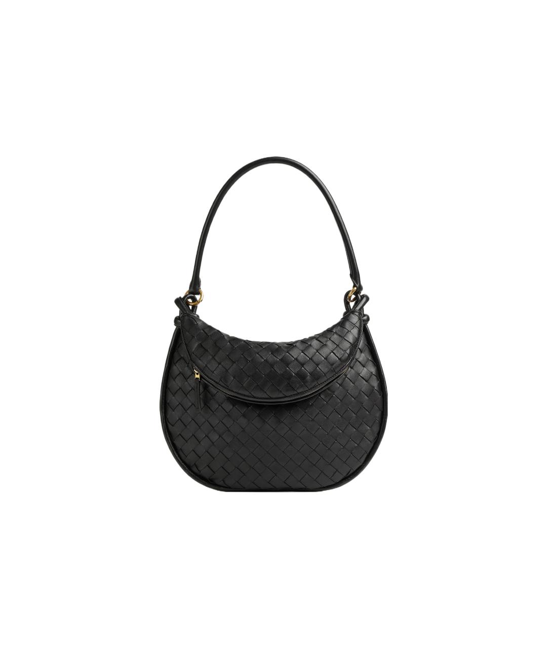BOTTEGA VENETA Черная кожаная сумка через плечо, фото 1