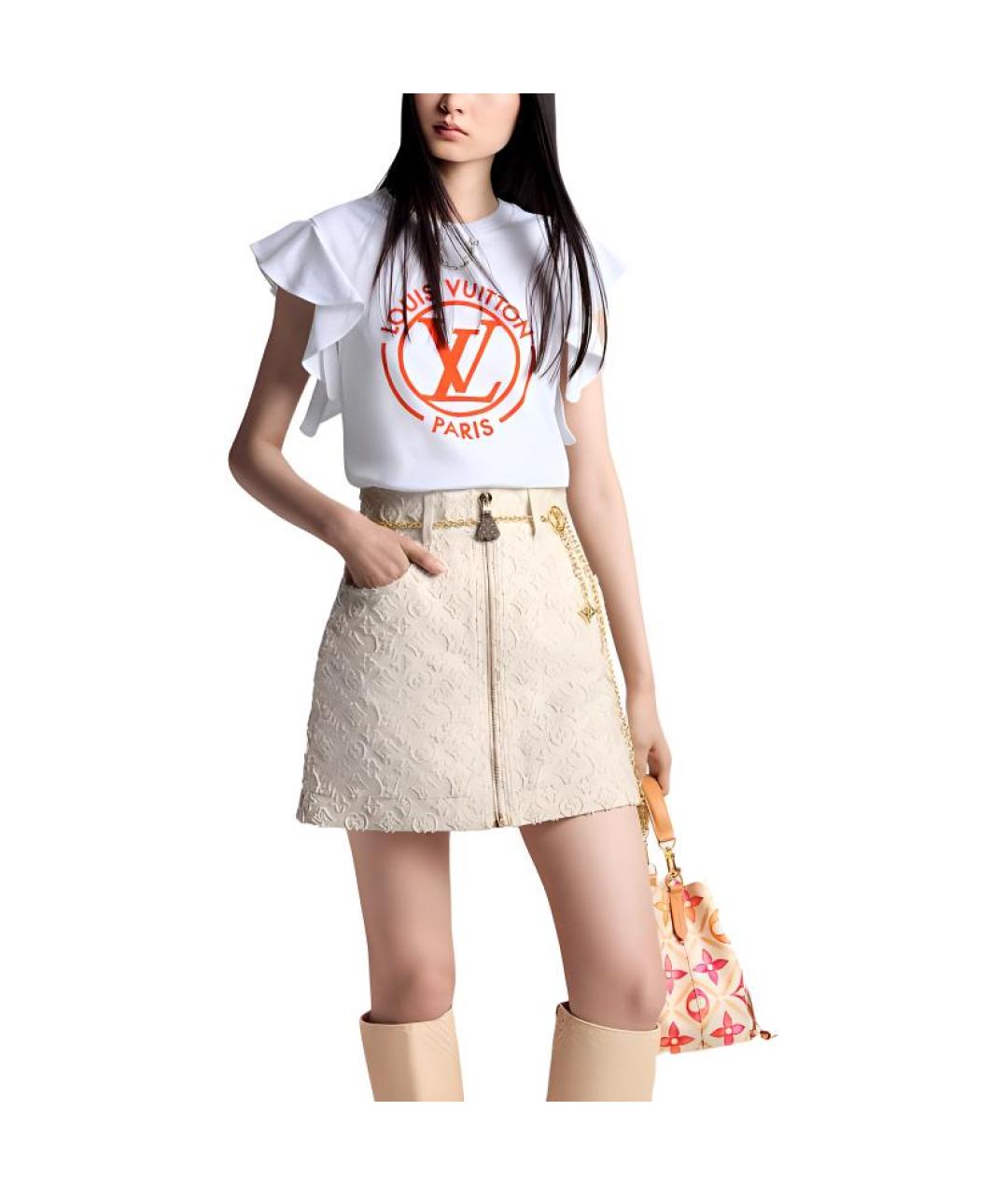 LOUIS VUITTON Белая хлопковая футболка, фото 2