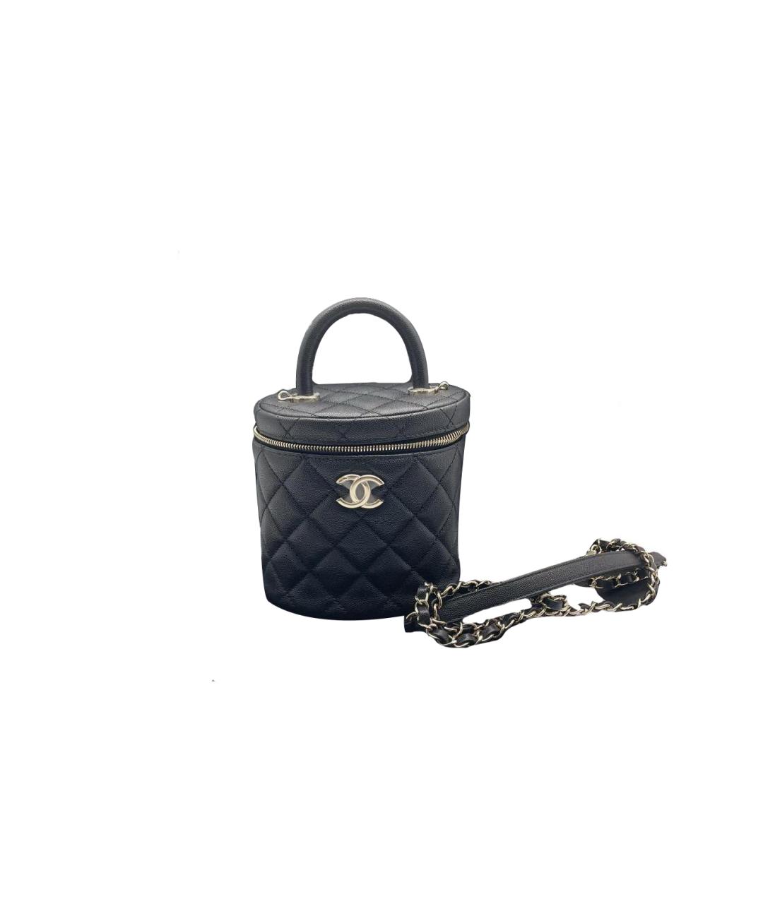 CHANEL Черная кожаная сумка с короткими ручками, фото 1