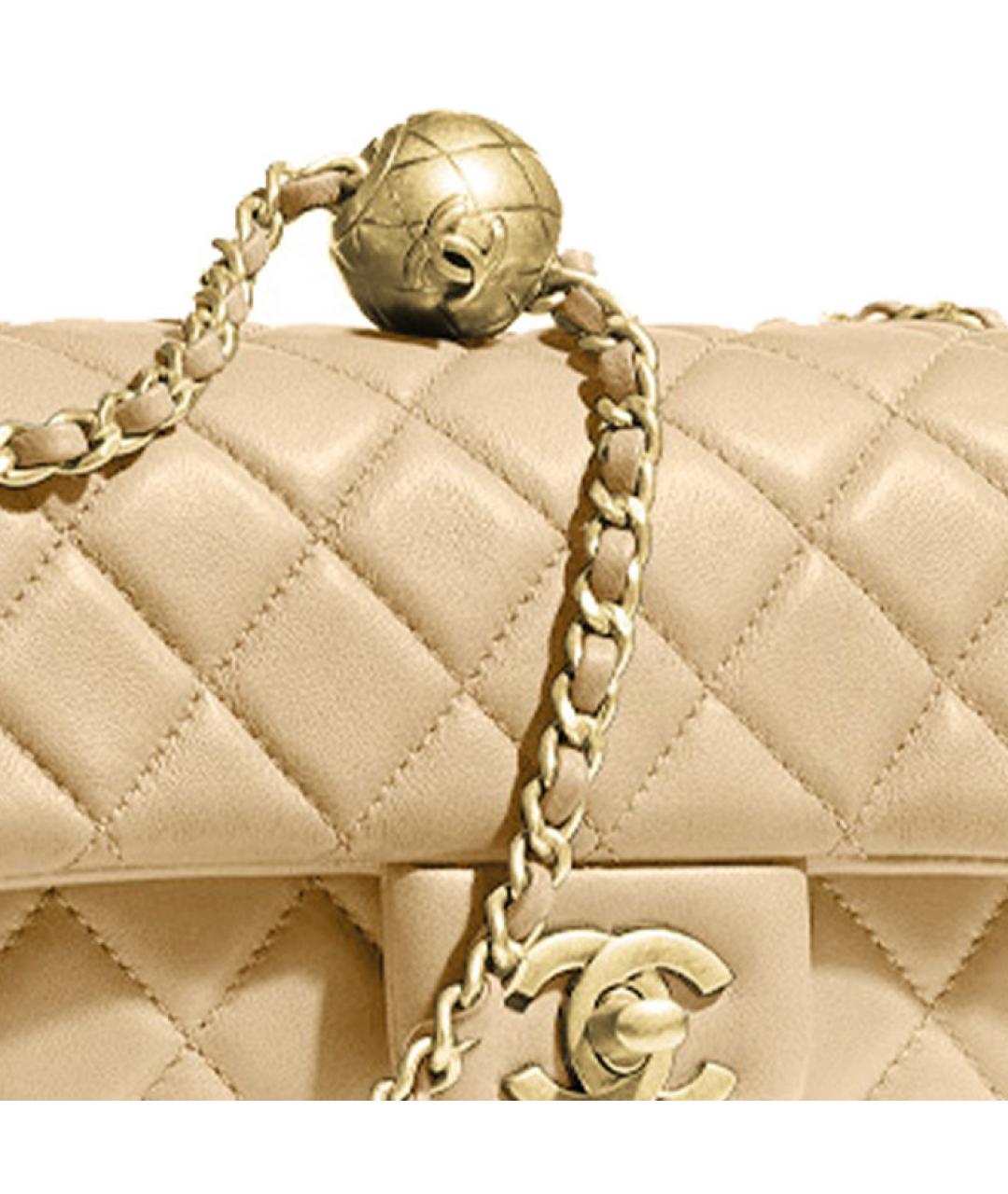 CHANEL Бежевая кожаная сумка через плечо, фото 4