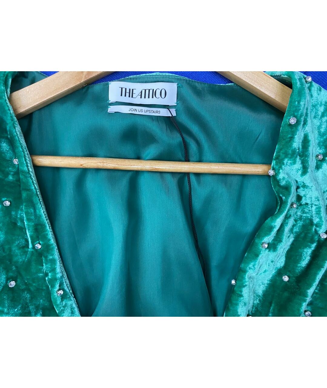 THE ATTICO Зеленые бархатное коктейльное платье, фото 3