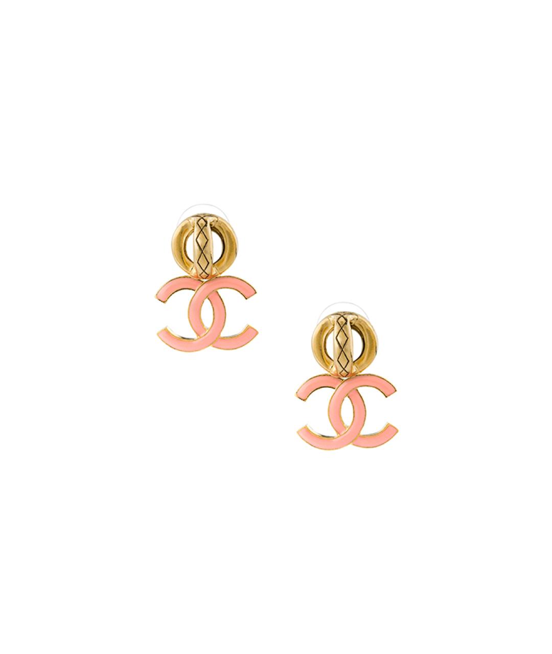 CHANEL Розовые металлические серьги, фото 1