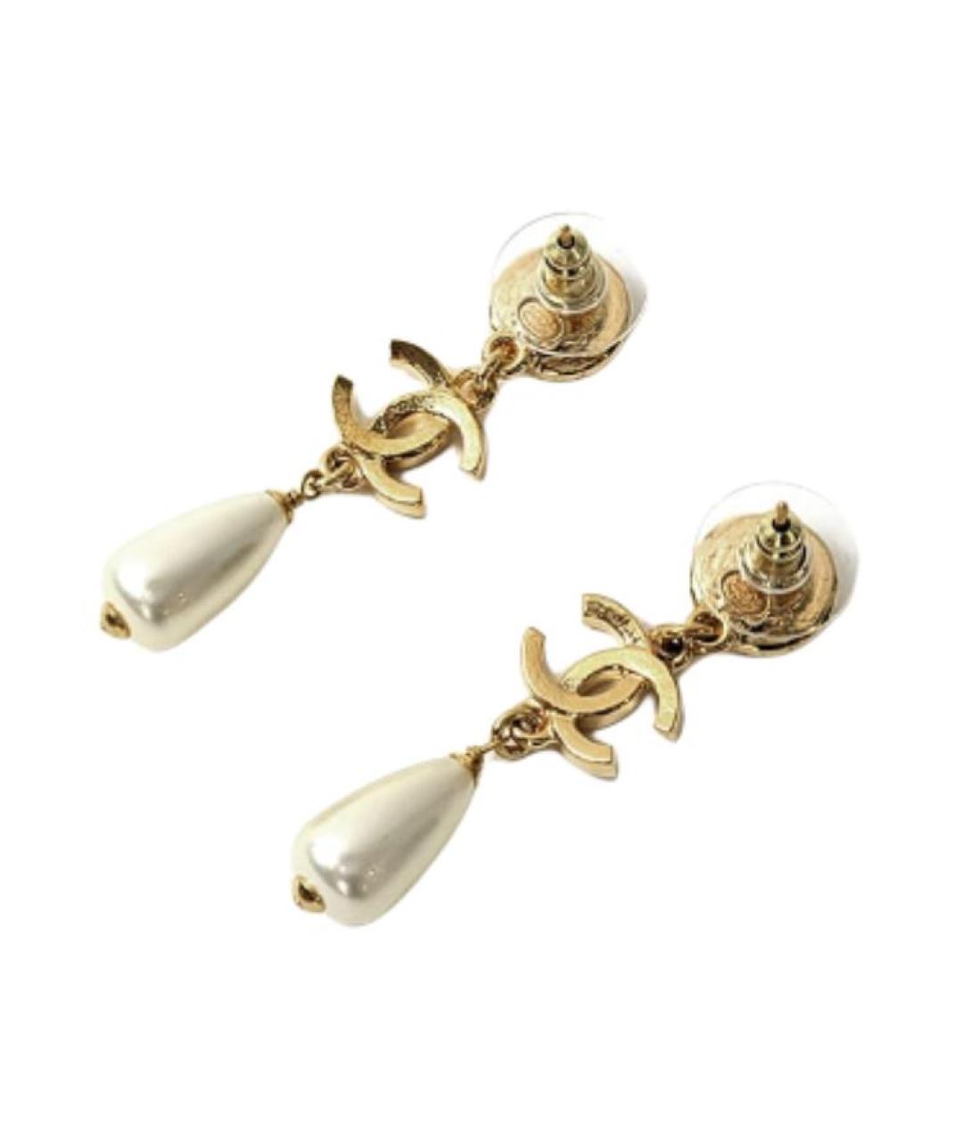 CHANEL Золотые металлические серьги, фото 3