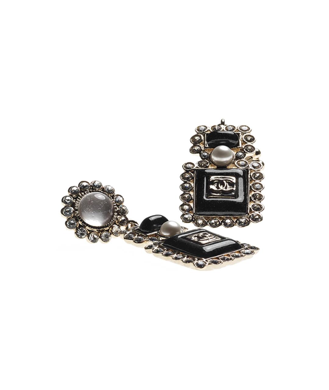CHANEL Черные металлические серьги, фото 2