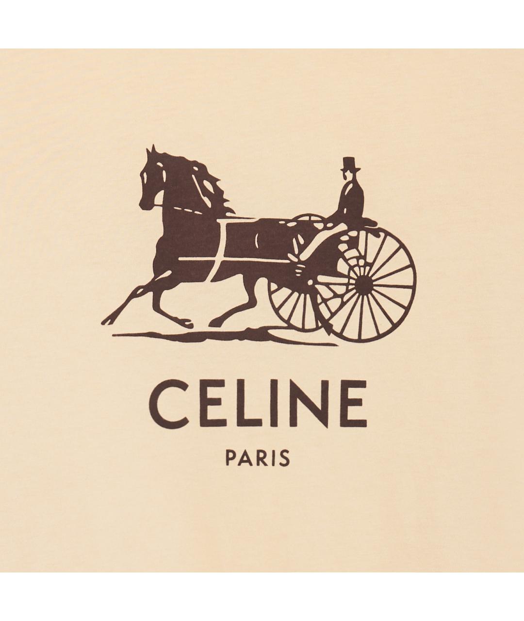 CELINE Бежевая хлопковая футболка, фото 3