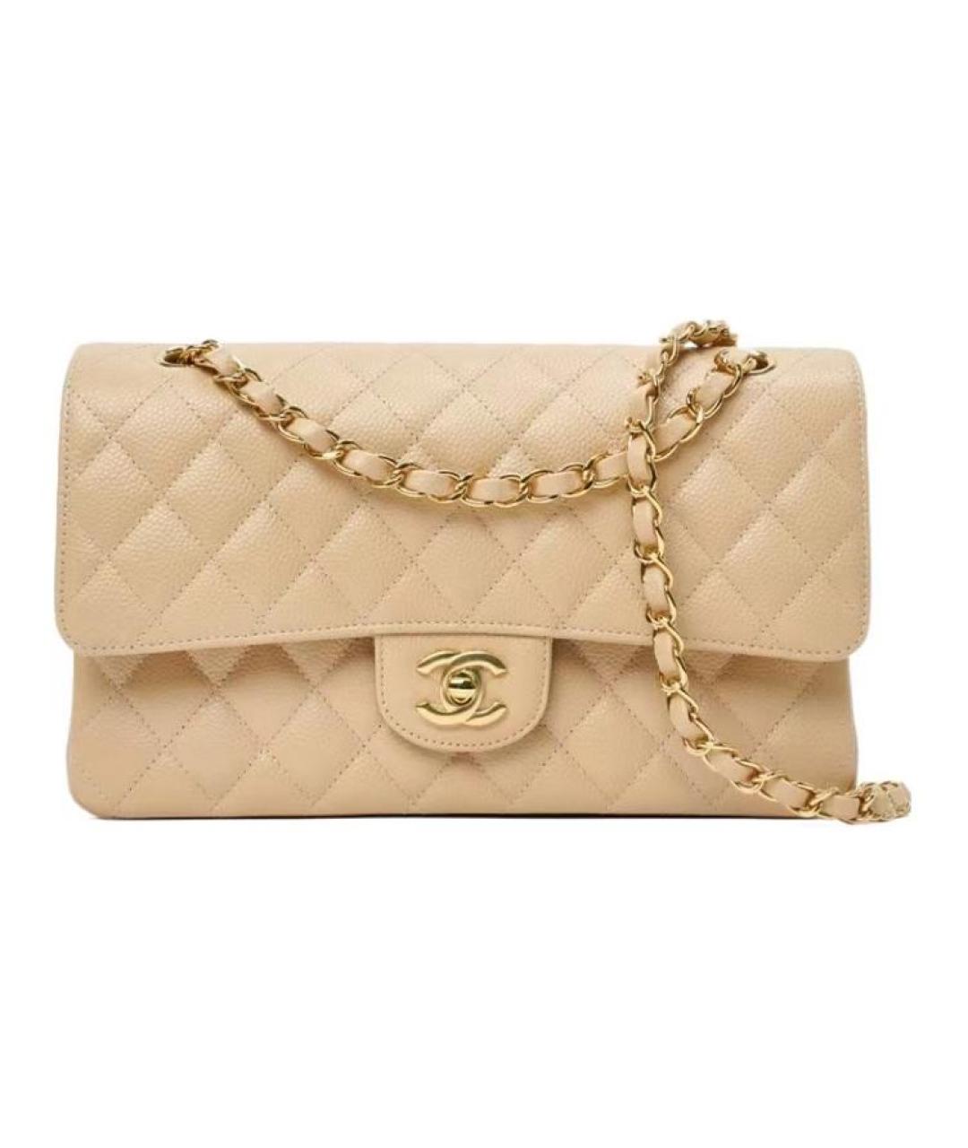 CHANEL Бежевая кожаная сумка через плечо, фото 5